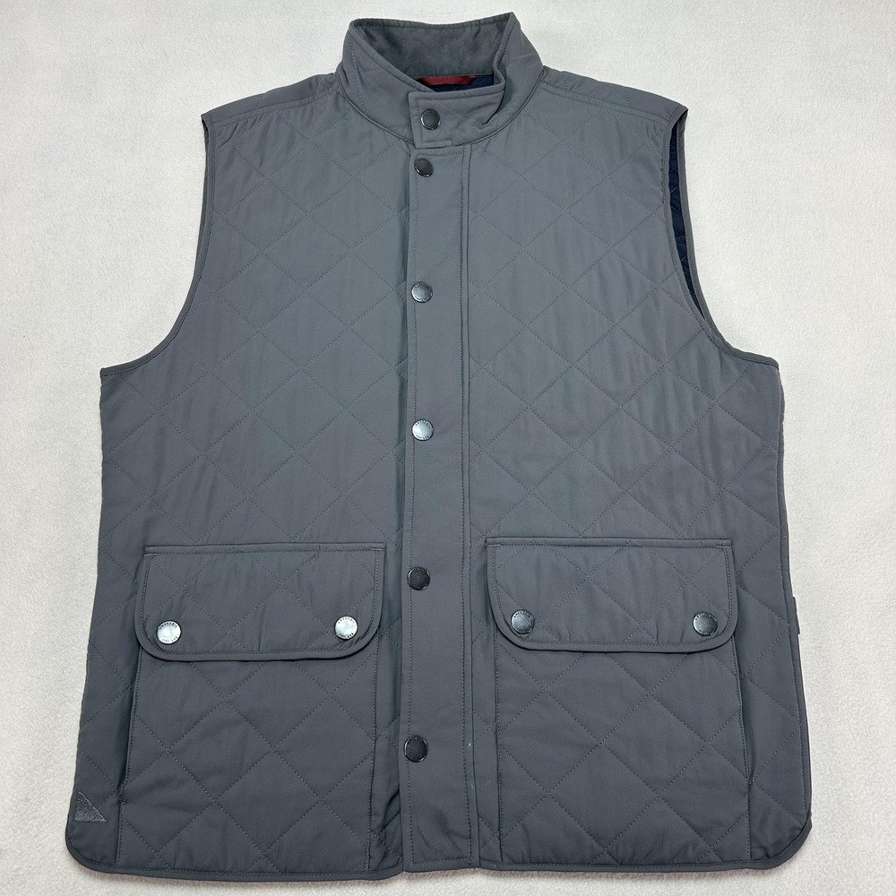 UNTUCKit Vest Mens Small Gray Quilted Full Zip Snap Pockets Casual Outdoor Golf